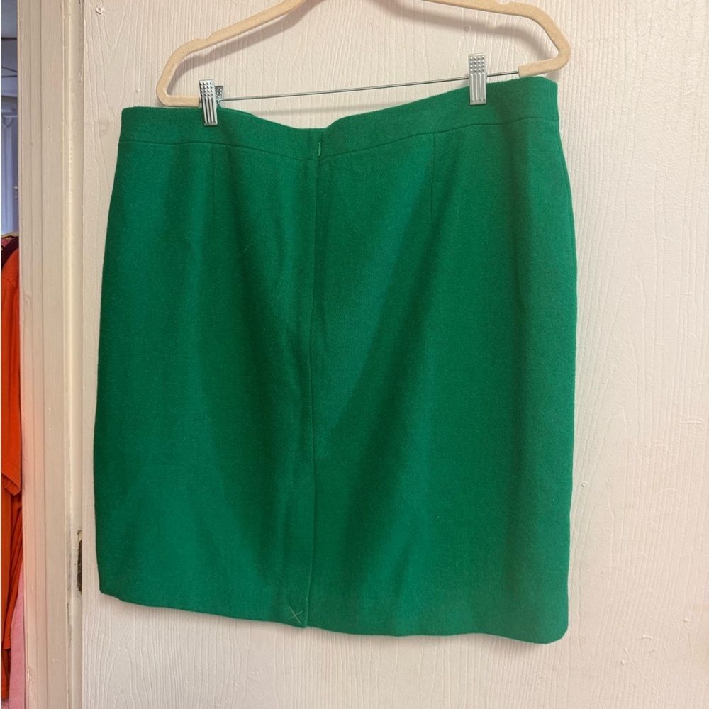 NWT J.Crew Emerald Green Wool Blend Skirt Size 18 Classic Tailored Mini Spring - Picture 3 of 7